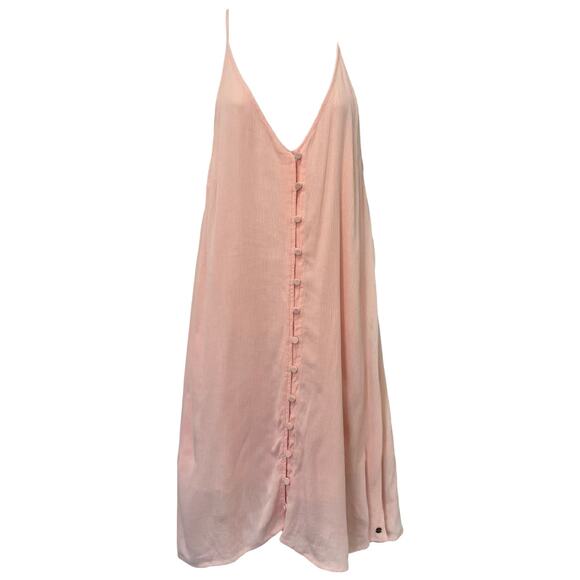 Roxy Pink Siren Treasure Button Front Lined Crinkle Mini Dress size S NEW Tags - Picture 3 of 11